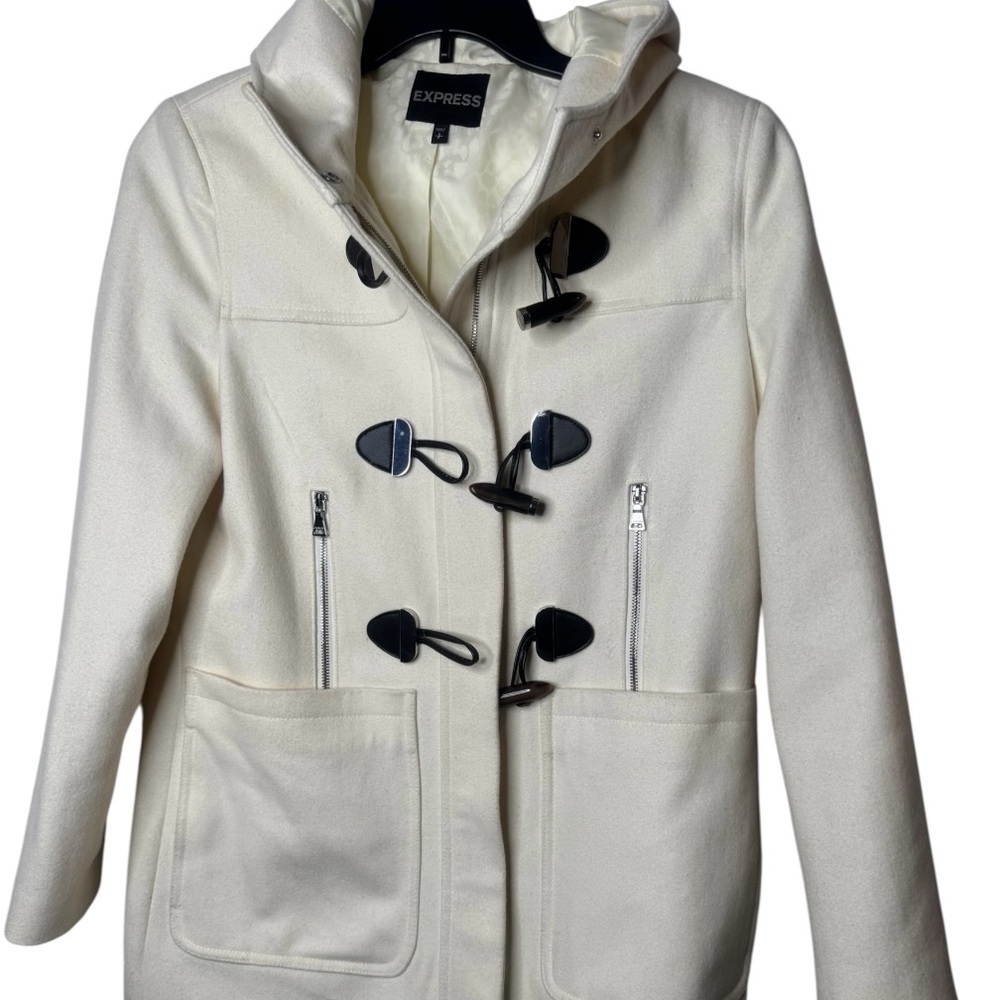 Express Women's Ivory Toggle Trench Coat